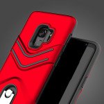 Wholesale Galaxy S9+ (Plus) Metal Hook Carry Stand Hybrid Case (Red)